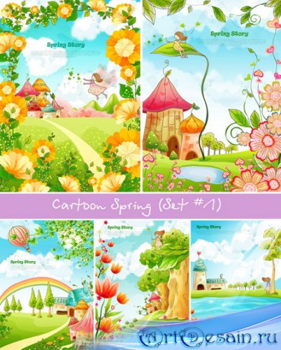 Cartoon Spring in vector (Set 1)