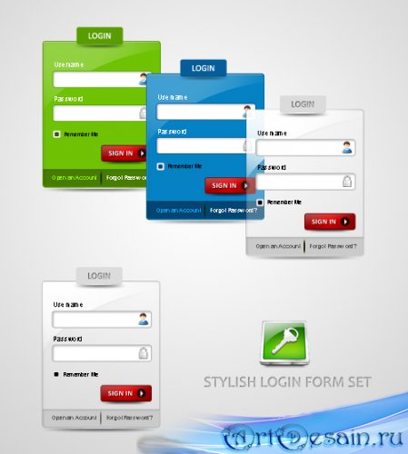 PSD Stylish Login Form Set