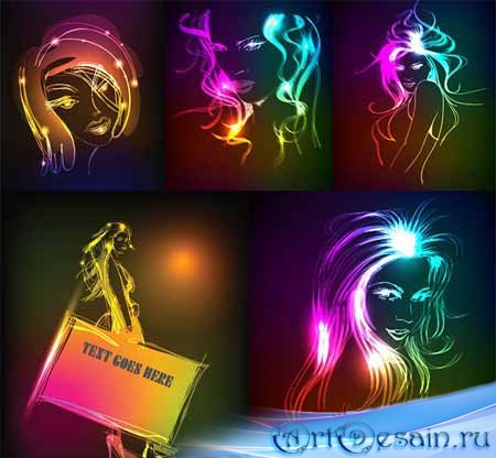    / neon girls vector