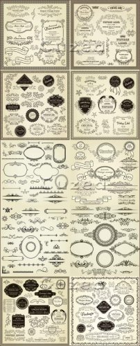    / Vintage frame and labels in vector