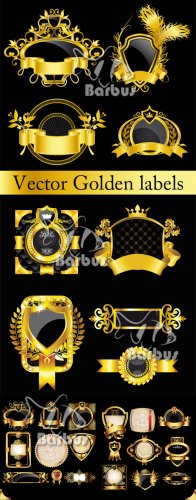 Vector Golden labels with heraldry elements /      ...