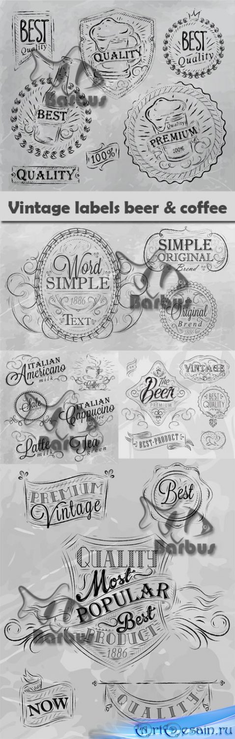 Vintage labels beer and coffee /      