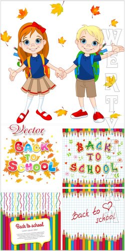     / Children go to school - vector clipart