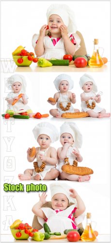     / Children and food - Raster clipart