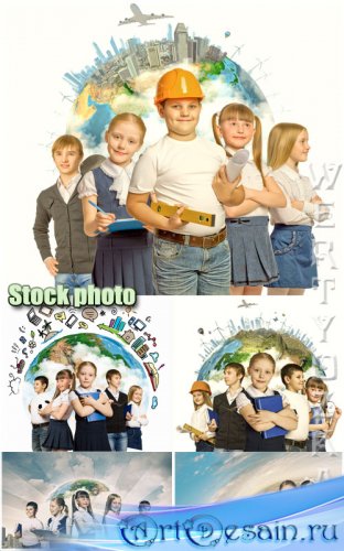     / Children and choice of profession - Raster clipart