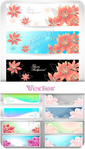     / Banners with delicate flowers - vector clipart