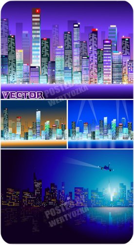     ,  / Vector background with night city