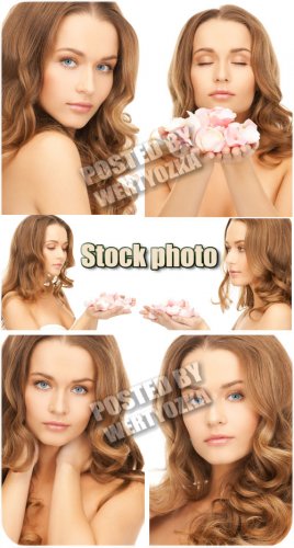     / Girl with flower petals - stock photos