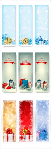 Vector  hristmas banners with gift box and snowflakes - Vektor photo[/b]